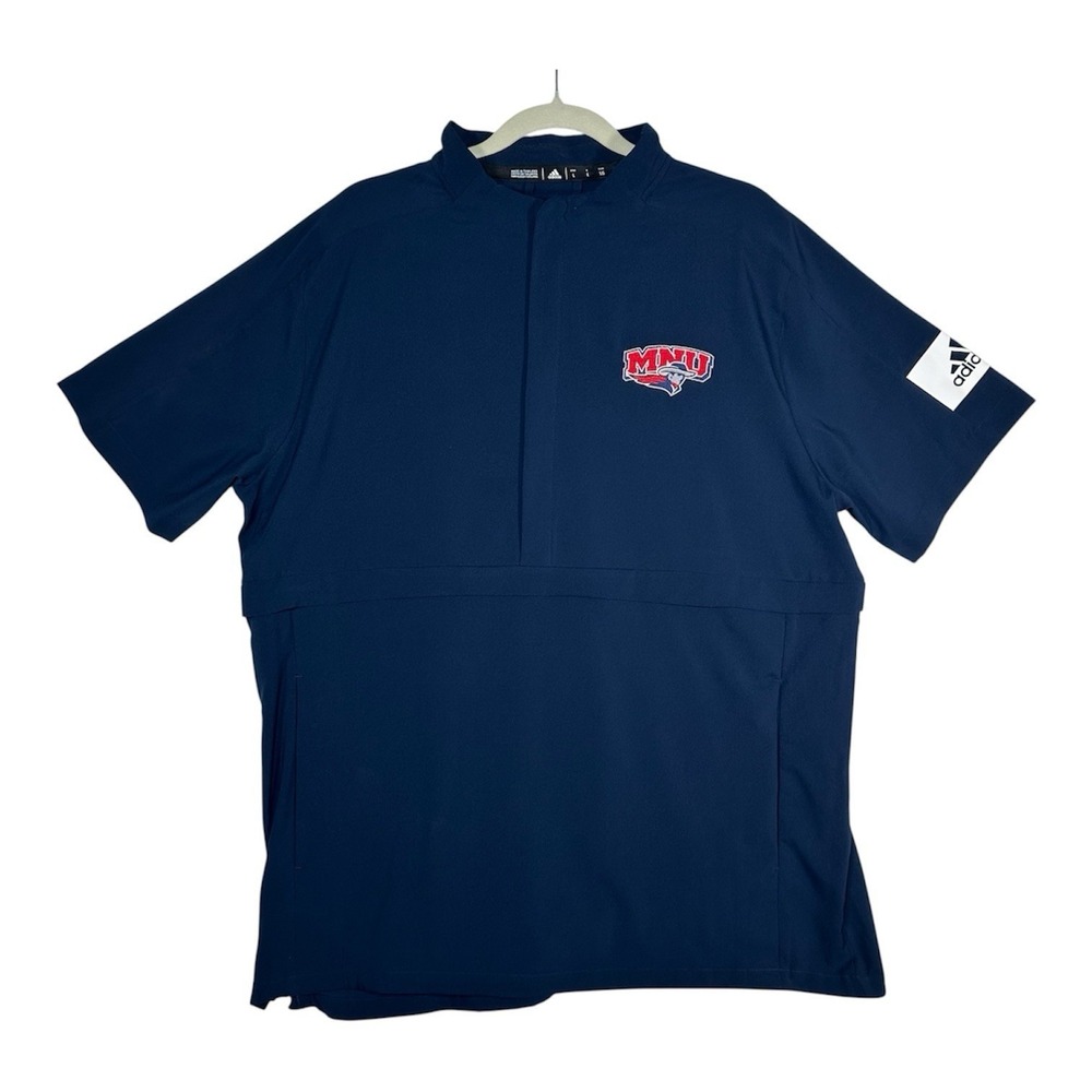 Adidas MNU Pioneers Half Zip Short Sleeve Windshirt Jacket Mens Large Navy Blue‎